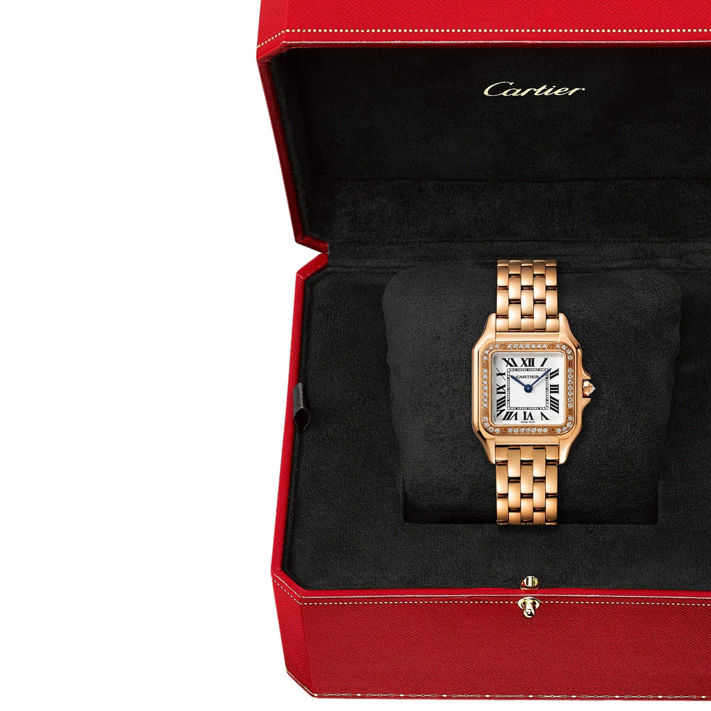 Unworn Cartier Panthère de Cartier Medium, 18k Rose Gold, Diamonds, 27mm x 36mm, Ref# WJPN0009, box and papers