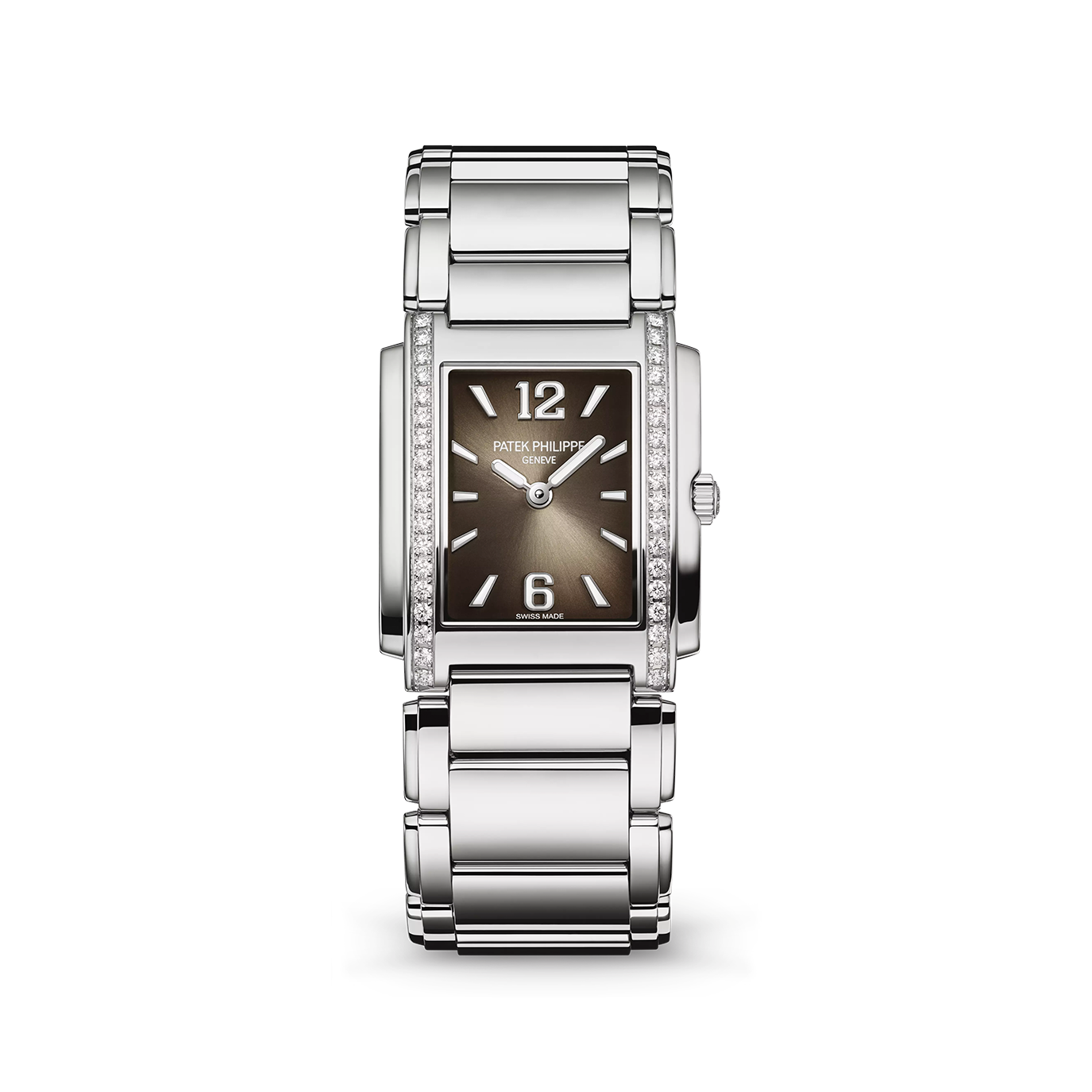 Patek Philippe Twenty~4 Quartz Ladies Watch, Stainless Steel with 36 Diamond (~0.42 ct), 25.1 x 30 mm, Ref# 4910/1200A-010