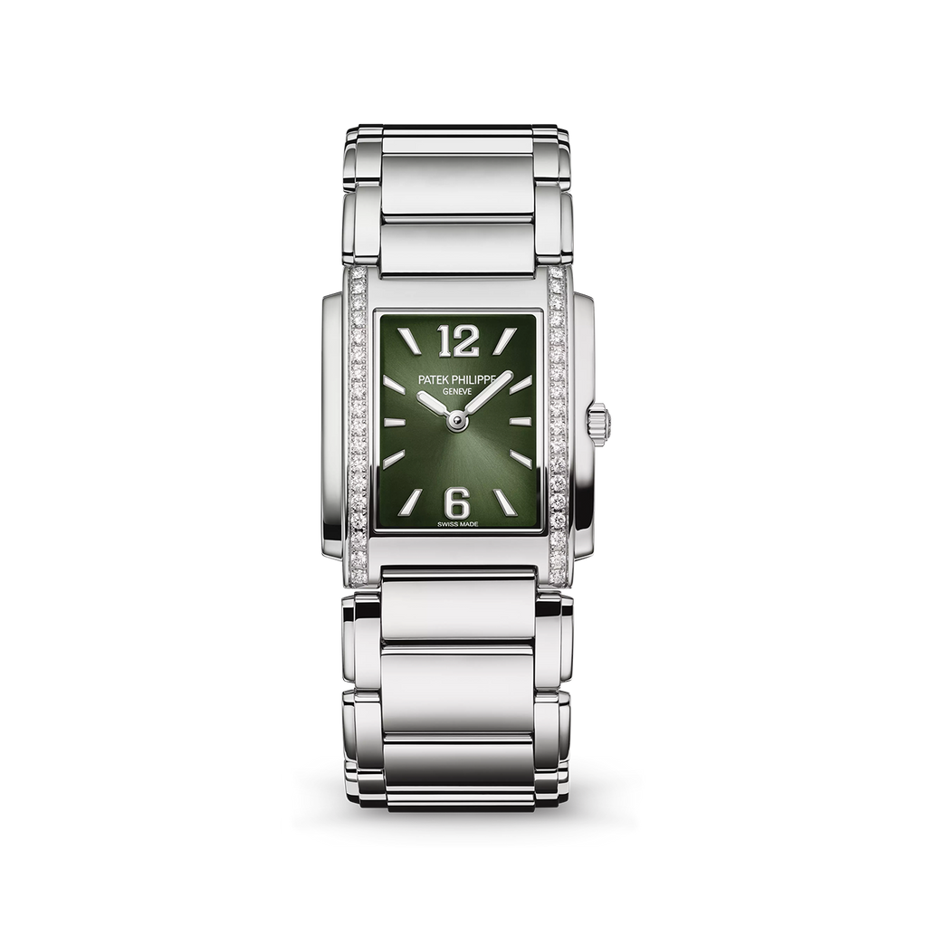 Patek Philippe Twenty~4 Quartz Ladies Watch, Stainless Steel with 36 Diamond (~0.42 ct), 25.1 x 30 mm, Ref# 4910/1200A-011