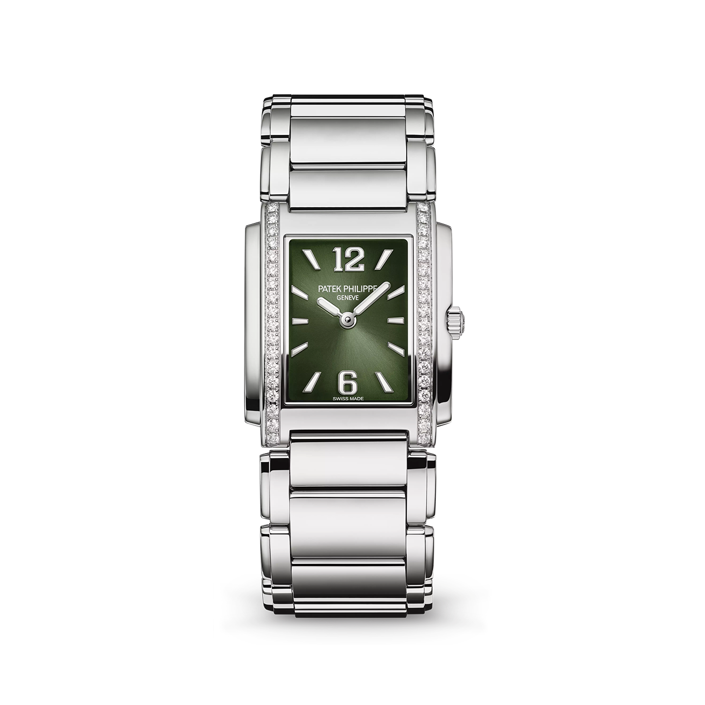 Patek Philippe Twenty~4 Quartz Ladies Watch, Stainless Steel with 36 Diamond (~0.42 ct), 25.1 x 30 mm, Ref# 4910/1200A-011