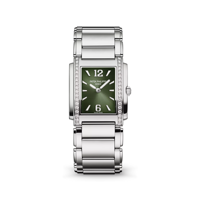 Patek Philippe Twenty~4 Quartz Ladies Watch, Stainless Steel with 36 Diamond (~0.42 ct), 25.1 x 30 mm, Ref# 4910/1200A-011