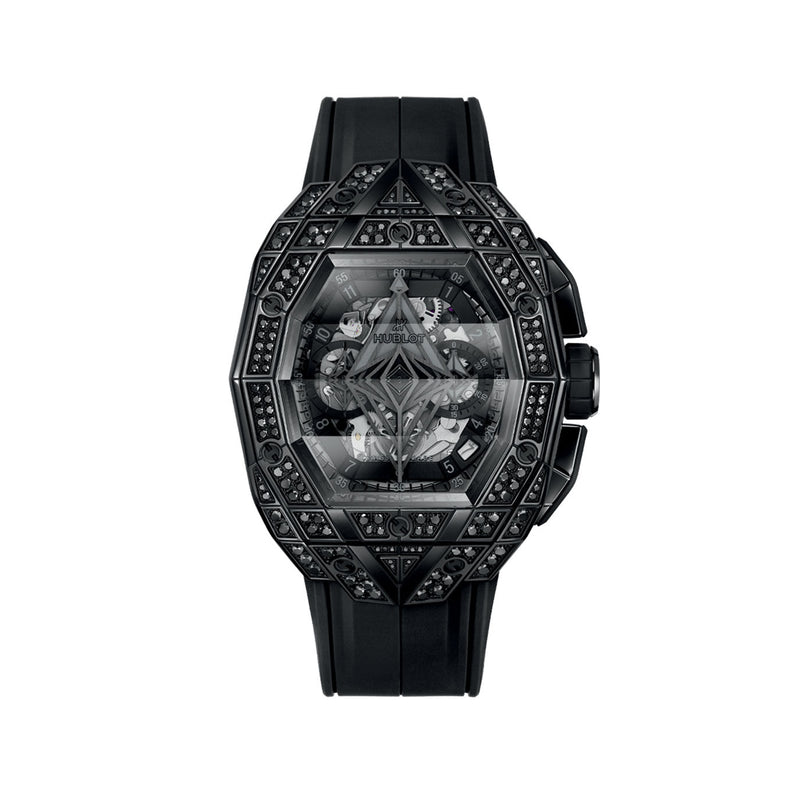 Unworn Hublot Spirit of Big Bang Sang Bleu All Black Pavé 42, 648.CX.0114.RX.1600.MXM24, box and papers