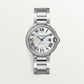 Unworn Cartier Ballon Bleu de Cartier, Stainless Steel and Diamonds, 36mm, Ref# W4BB0024, box and papers