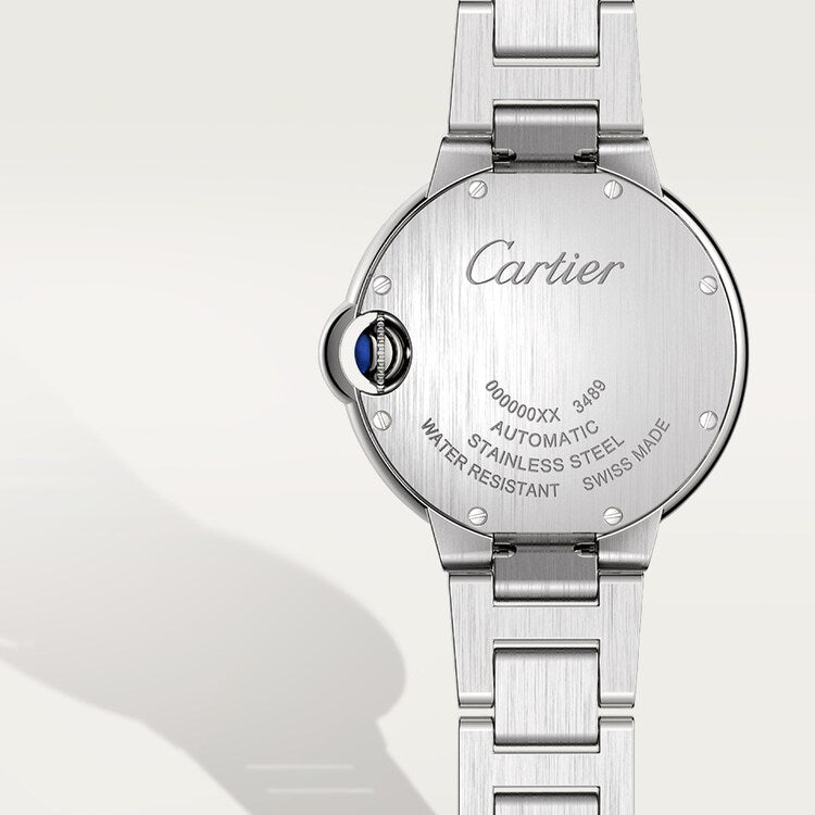 Unworn Cartier Ballon Bleu de Cartier, Stainless Steel and Diamonds, 33mm, Ref# W4BB0021, box and papers
