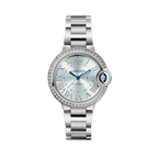 Unworn Cartier Ballon Bleu de Cartier, Stainless Steel and Diamonds, 33mm, Ref# W4BB0028, box and papers