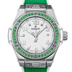 Unworn Hublot Big Bang One Click Joyful Steel Apple Green 33, 485.SG.2210.RX.1222, box and papers