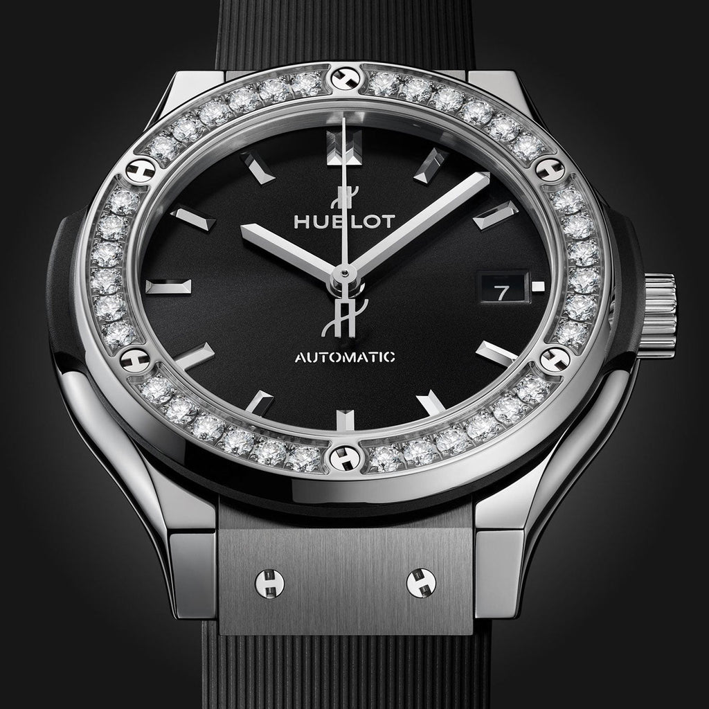 Hublot Classic Fusion Titanium Diamonds 38, 565.NX.1470.RX.1204, Unworn 2025, box and papers