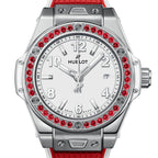 Unworn Hublot Big Bang One Click Joyful Steel Red 33, 485.SR.2210.RX.1213, box and papers