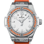 Unworn Hublot Big Bang One Click Joyful Steel Orange 33, 485.SO.2210.RX.1206, box and papers