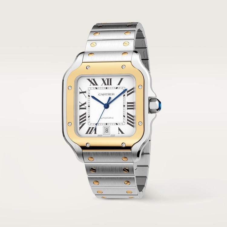 Unworn Cartier Santos de Cartier, Stainless Steel and 18k Yellow Gold, 39.8mm, Ref# W2SA0009, box and papers