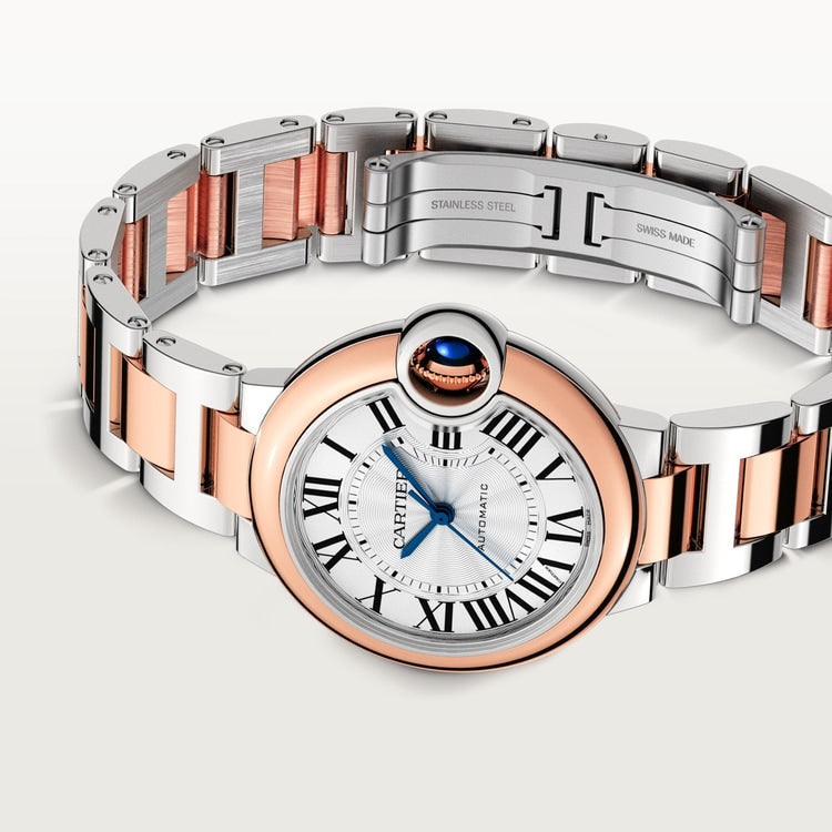Unworn Cartier Ballon Bleu, Stainless Steel and 18k Rose Gold, 33mm, Ladies, Ref# W2BB0032, box and papers
