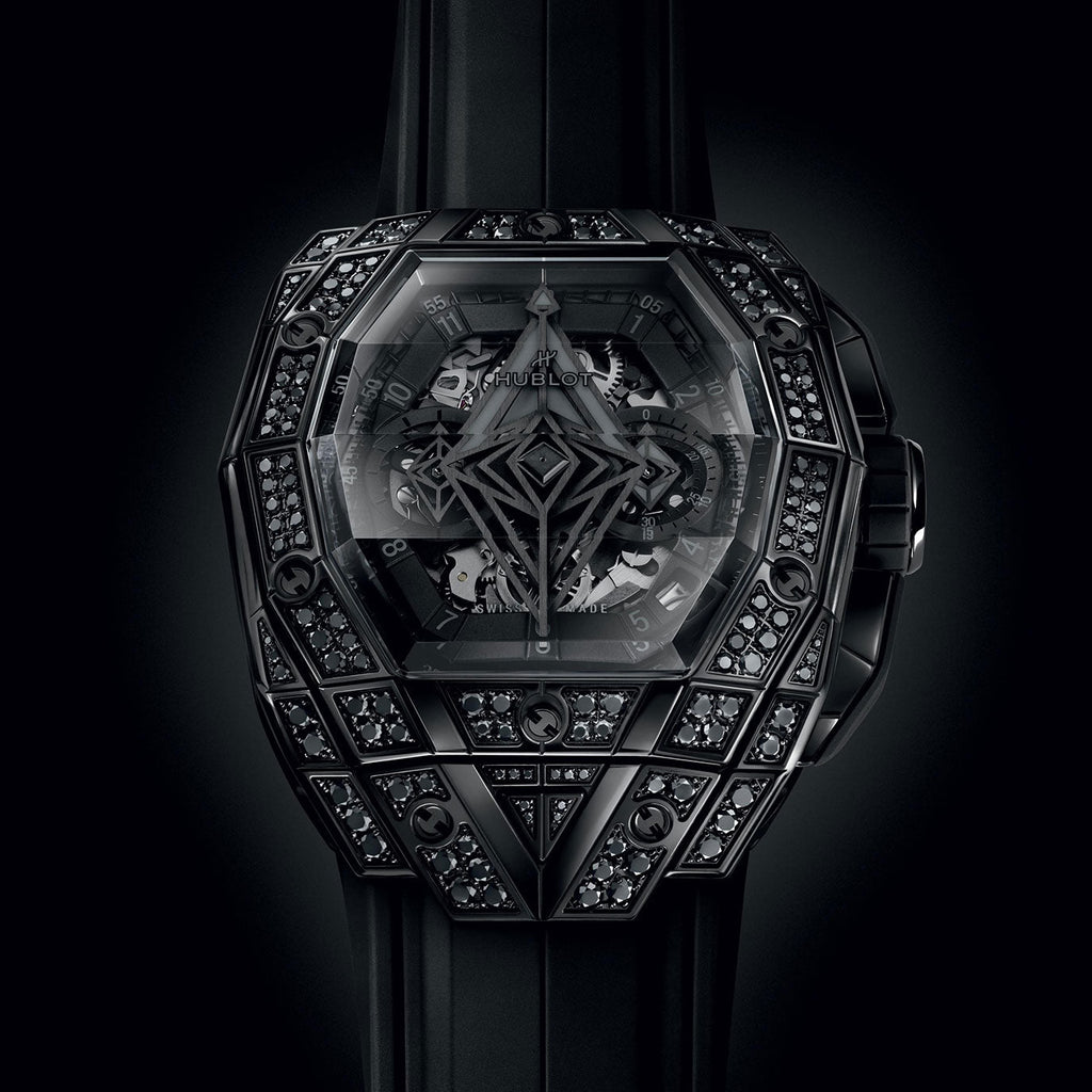 Unworn Hublot Spirit of Big Bang Sang Bleu All Black Pavé 42, 648.CX.0114.RX.1600.MXM24, box and papers