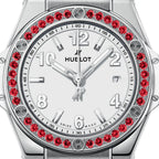 Unworn Hublot Big Bang One Click Joyful Steel Red 33, 485.SR.2210.RX.1213, box and papers