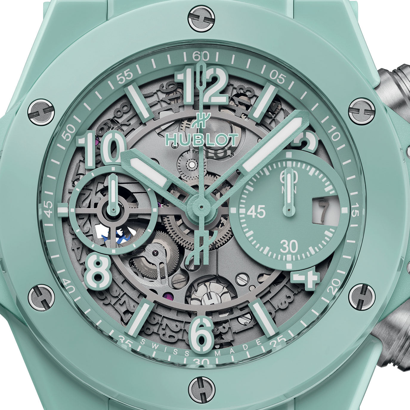 Unworn Hublot Big Bang Unico Mint Green Ceramic 42, 441.GS.5221.RX, box and papers