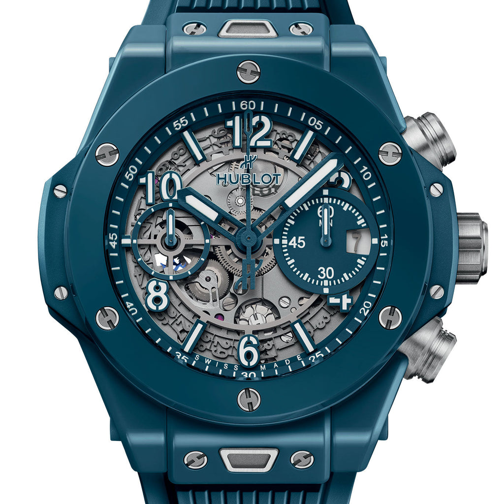 Unworn Hublot Big Bang Unico Petrol Blue Ceramic 42, 441.ES.5121.RX, box and papers