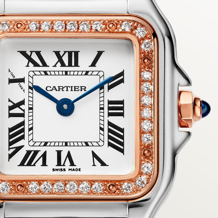Unworn Cartier Panthère de Cartier, Stainless Steel, 18k Rose Gold and Diamonds, 22mm x 30mm, Ref# W3PN0006, box and papers