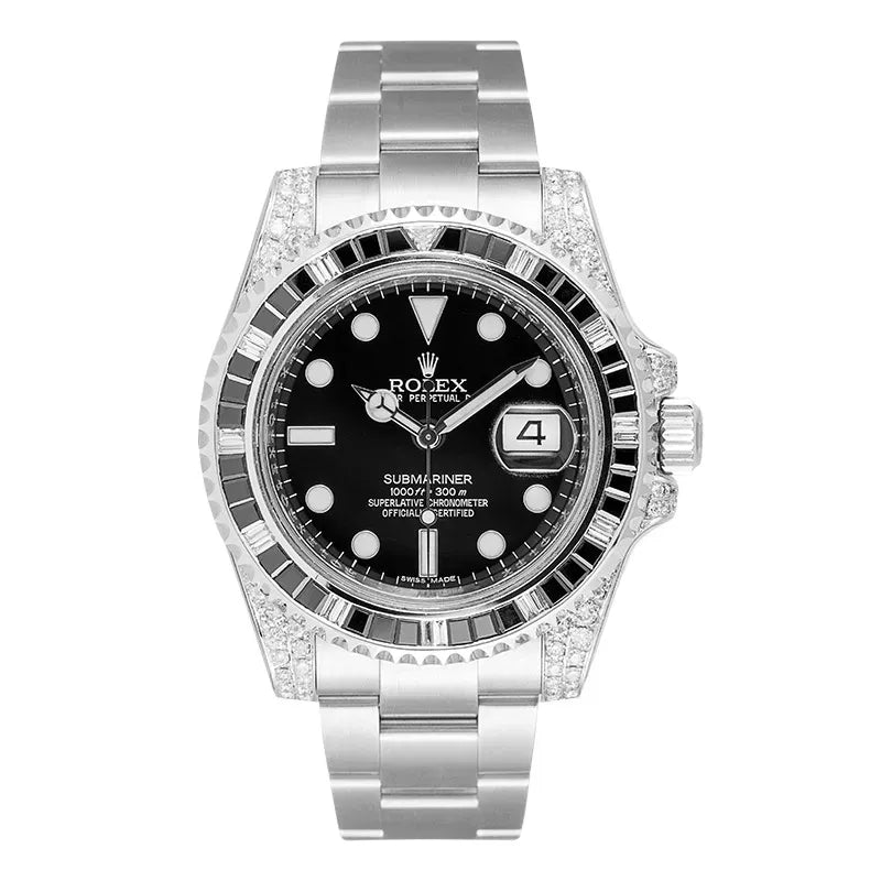 Rolex Submariner Date Silver Black Diamond, 40mm, Ref#116610LN