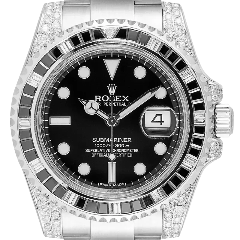 Rolex Submariner Date Silver Black Diamond, 40mm, Ref#116610LN