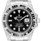 Rolex Submariner Date Silver Black Diamond, 40mm, Ref#116610LN