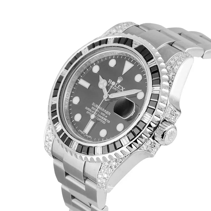 Rolex Submariner Date Silver Black Diamond, 40mm, Ref#116610LN