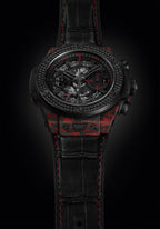 Hublot Big Bang Unico Red Carbon Black Diamonds Las Vegas Boutique, Matt Red Frosted carbon, 126 black diamonds, 44mm, Limited Edition, Ref# 421.QV.1113.LR.1100.LVB23