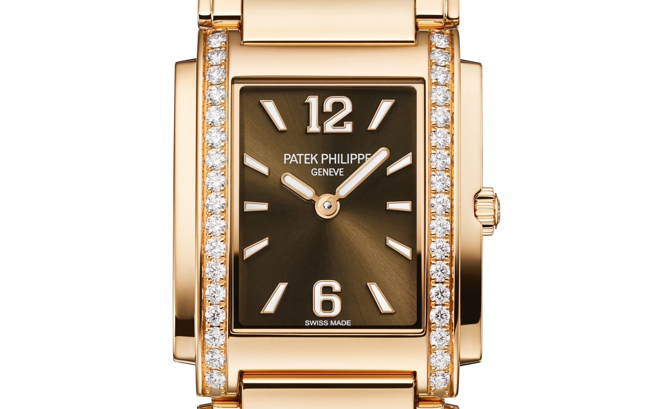 Patek Philippe Twenty~4 Quartz Ladies Watch, 18k Rose Gold with 34 Diamond (~0.57 ct), 25.1 x 30 mm, Ref# 4910/1201R-001