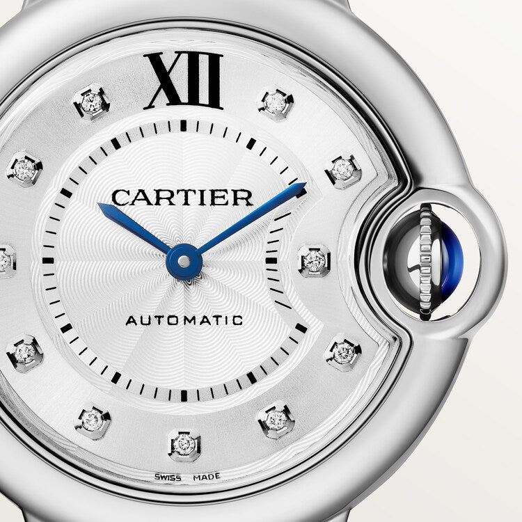 Unworn Cartier Ballon Bleu de Cartier, Stainless Steel and Diamonds, 33mm, Ref# W4BB0021, box and papers