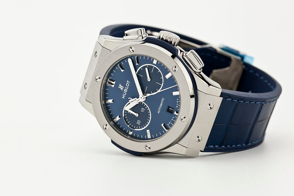 Hublot Classic Fusion Chronograph Titanium Blue 45mm, Ref# 541.NX.7170.LR, Unworn 2025