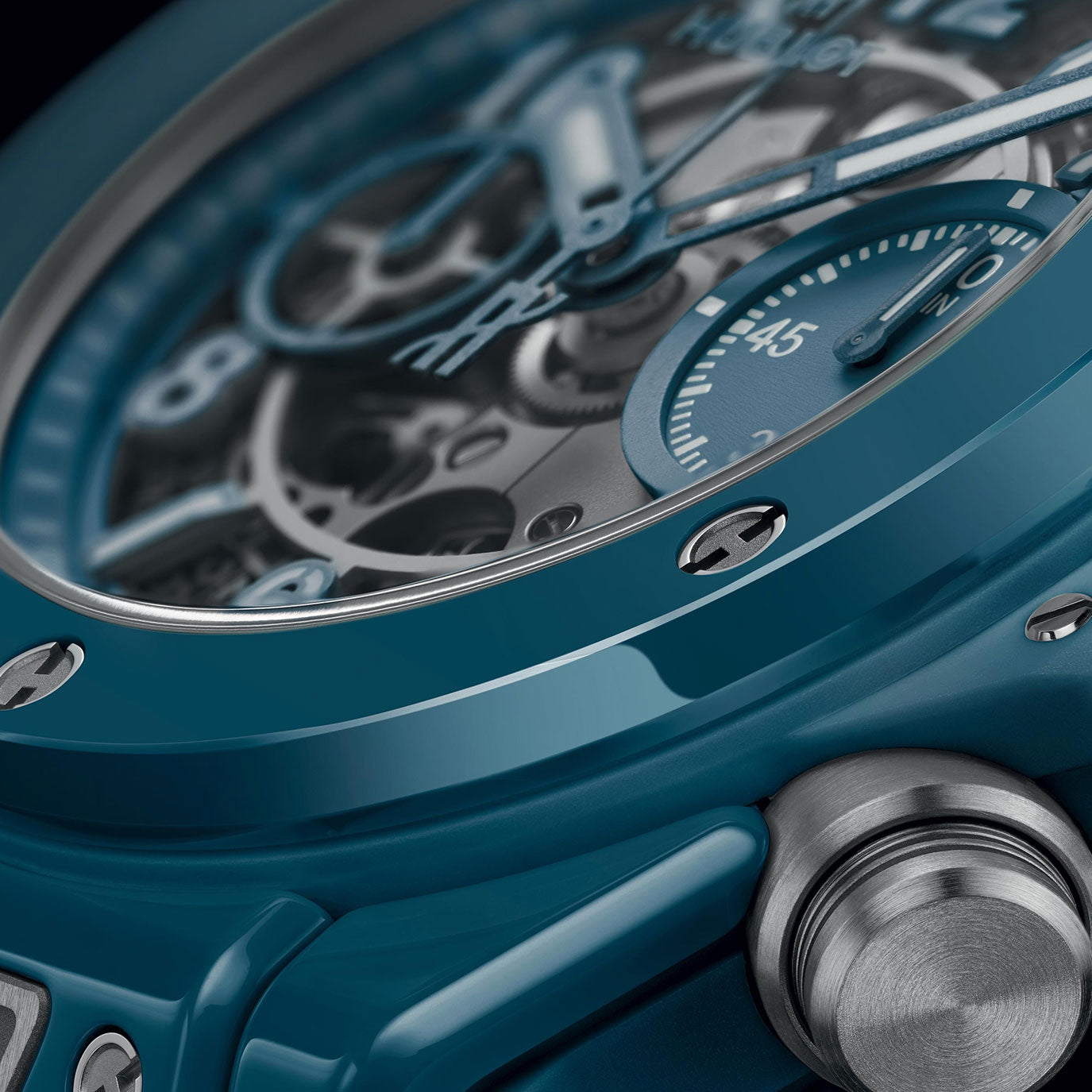 Unworn Hublot Big Bang Unico Petrol Blue Ceramic 42, 441.ES.5121.RX, box and papers