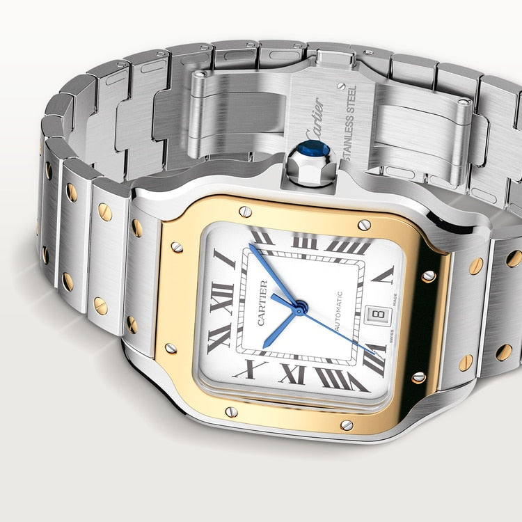 Unworn Cartier Santos de Cartier, Stainless Steel and 18k Yellow Gold, 39.8mm, Ref# W2SA0009, box and papers