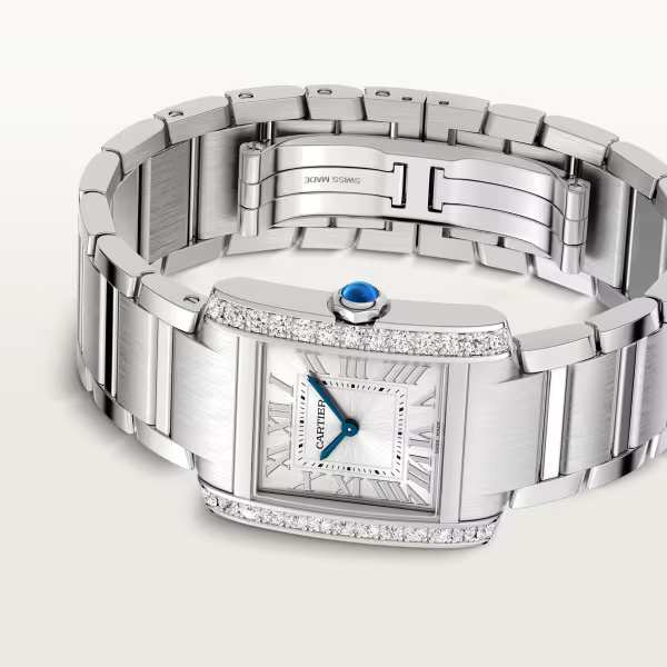 Unworn Cartier Tank Francaise, Stainless Steel, Diamonds, 32mm x 27mm, Ref# W4TA0021, box and papers