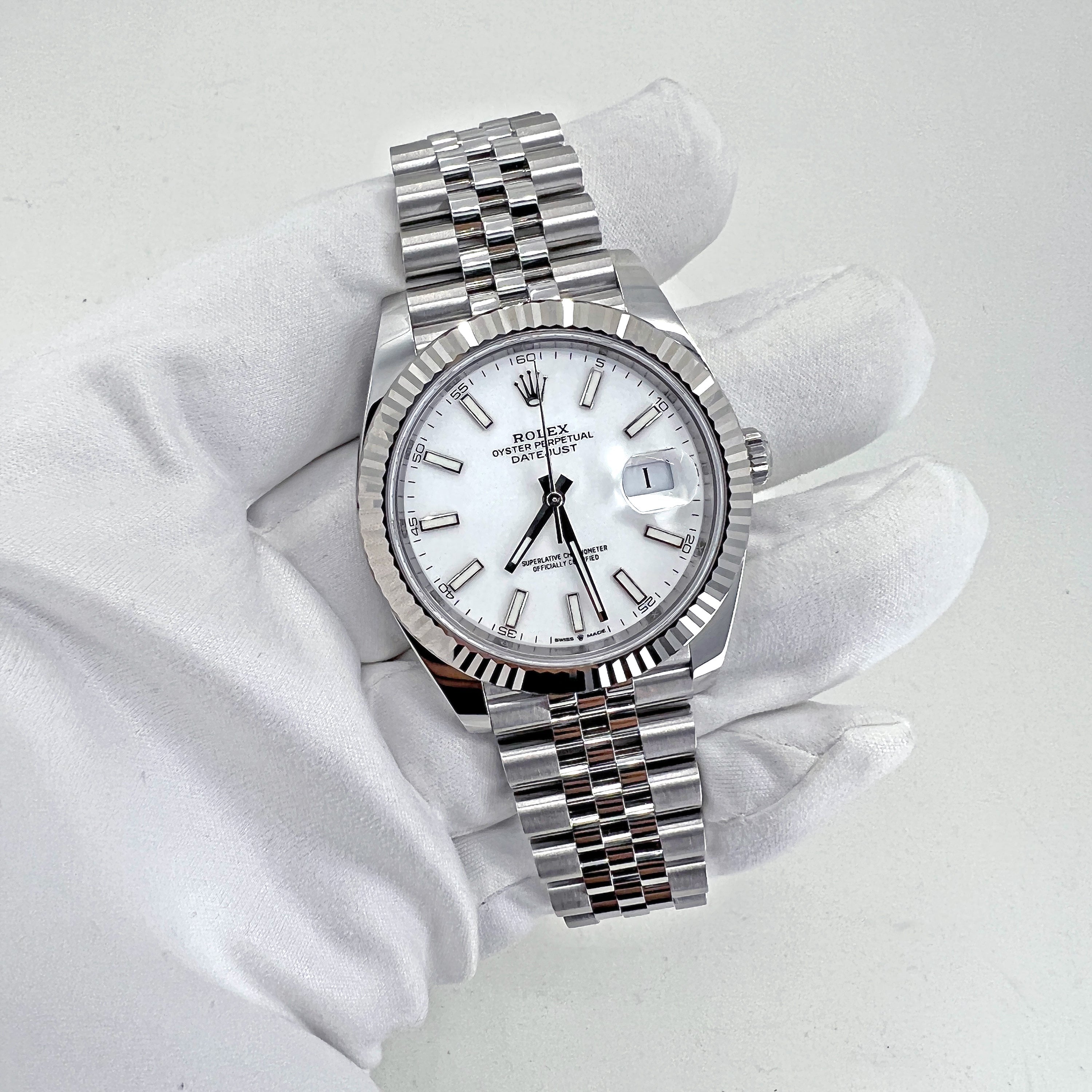 Rolex Datejust 41 Oystersteel and 18K White Gold 41 mm White Dial, Ref# 126334-0010