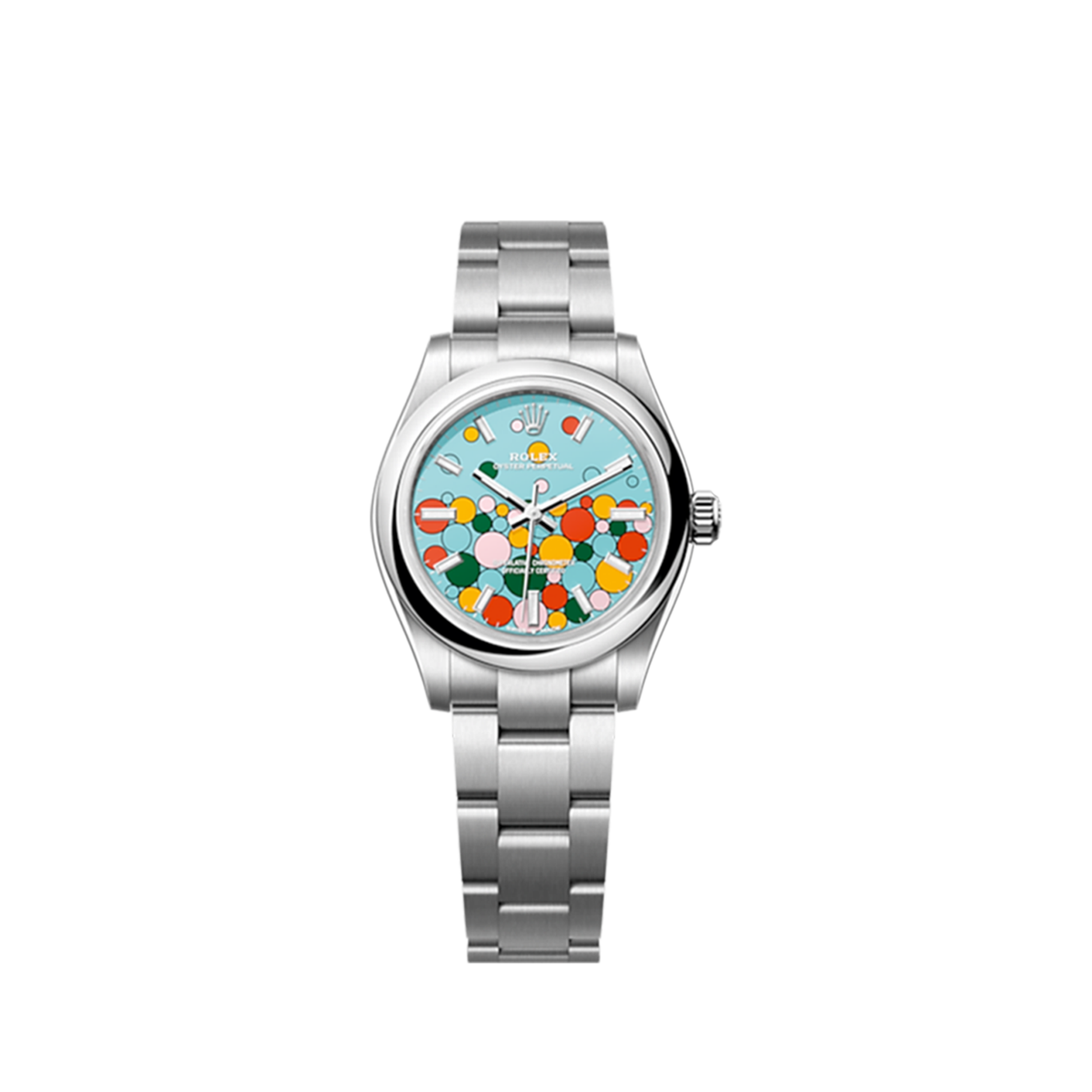 Rolex Oyster Perpetual 31, Turquoise blue, Celebration motif, Oystersteel, 31mm, Ref# 277200-0010