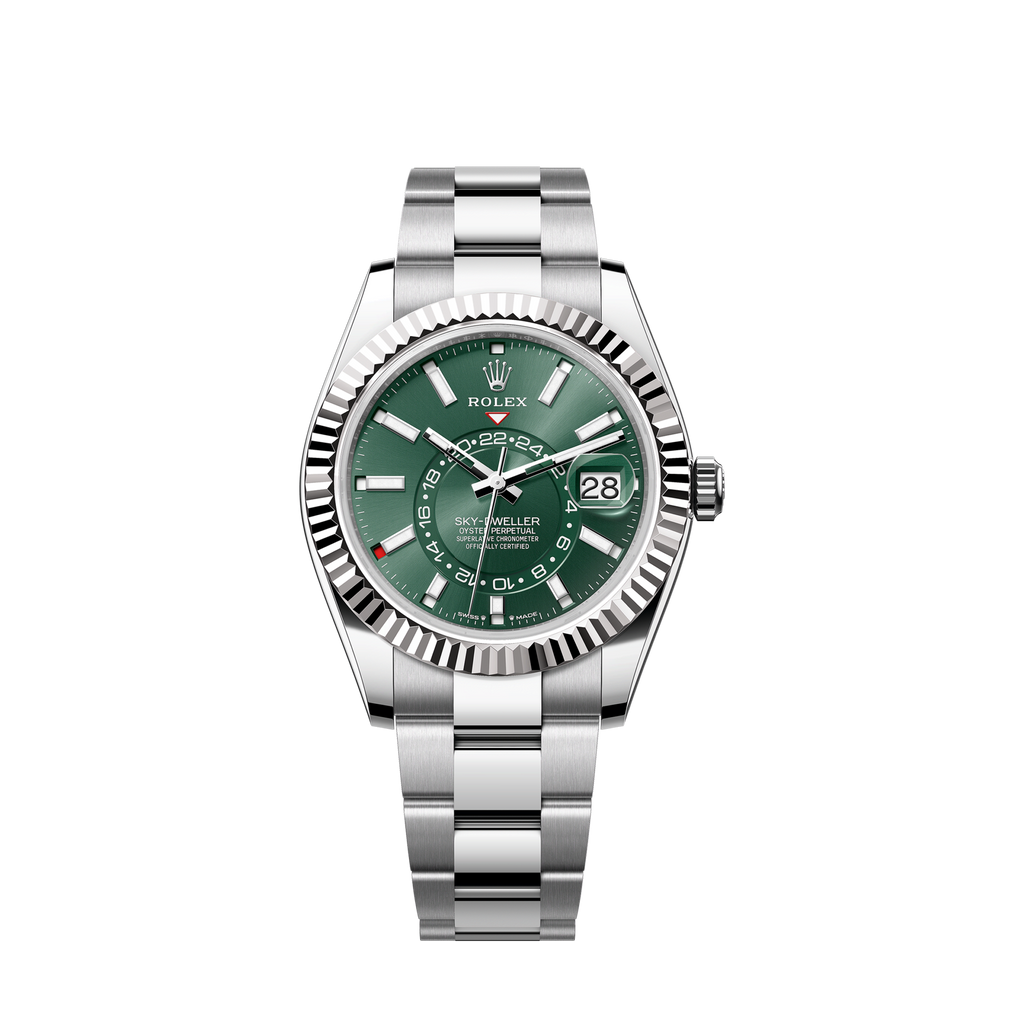 Rolex Sky-Dweller, 42mm, Oystersteel and 18k White Gold, Green, Oyster, Ref# 336934-0001