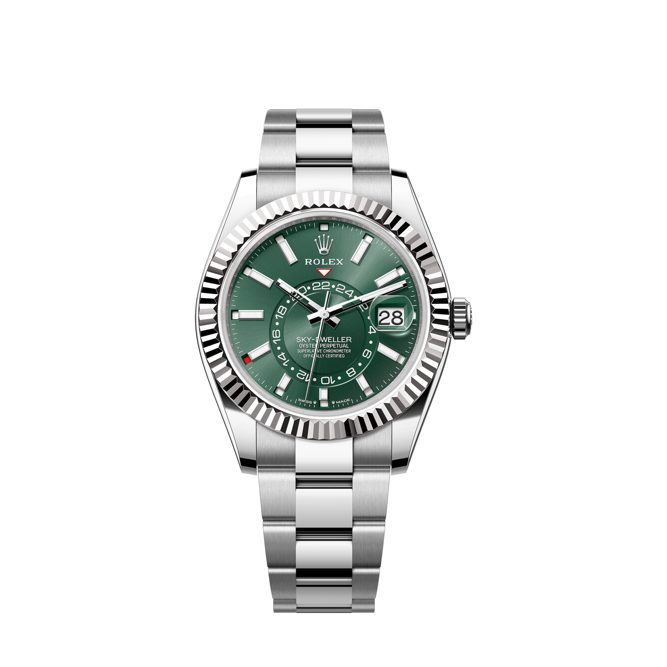 Rolex Sky-Dweller, 42mm, Oystersteel and 18k White Gold, Green, Oyster, Ref# 336934-0001