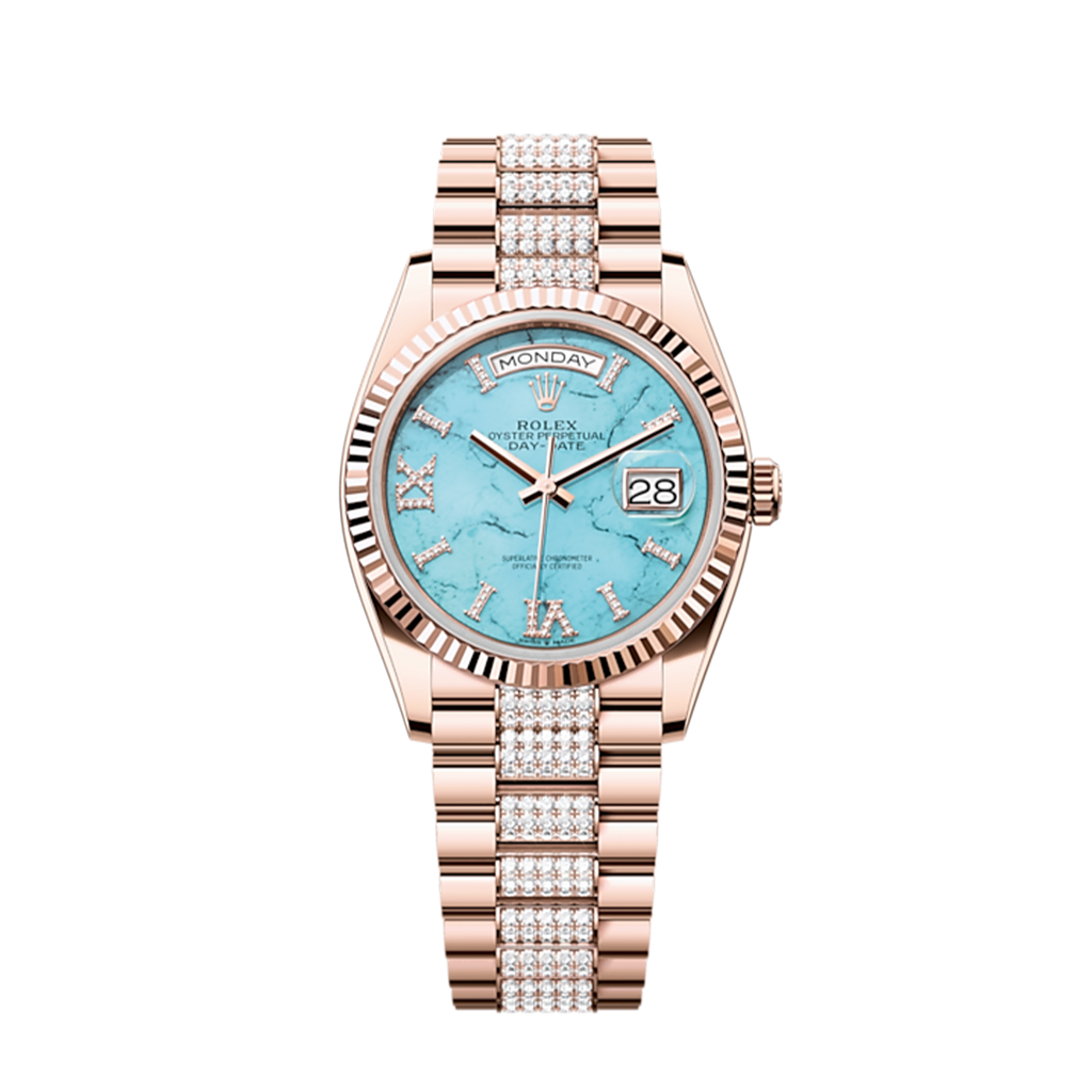 Rolex Day-Date 36, 18k Everose Gold with Diamond-set, 36mm, Ref# 128235-0065