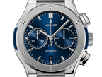 Hublot Classic Fusion Blue Chronograph Titanium Bracelet 45mm, Ref# 520.NX.7170.NX