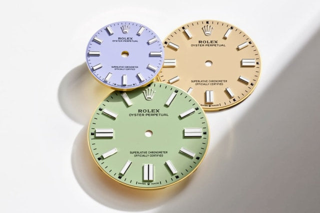 Unworn 2025, Rolex Oyster Perpetual, Oystersteel, 28mm, Lavender dial, Domed Oyster, Ref# 276200-0008, box and papers