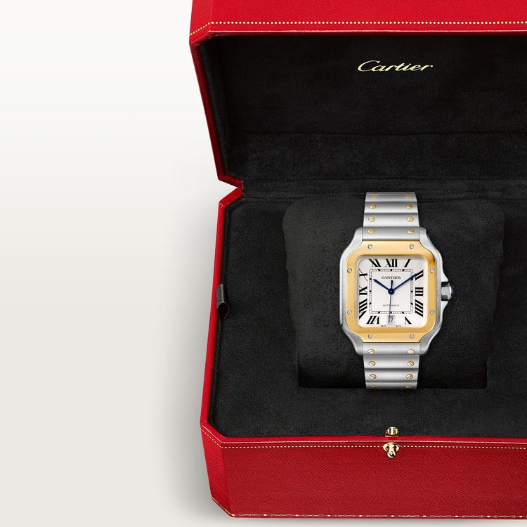 Unworn Cartier Santos de Cartier, Stainless Steel and 18k Yellow Gold, 39.8mm, Ref# W2SA0009, box and papers