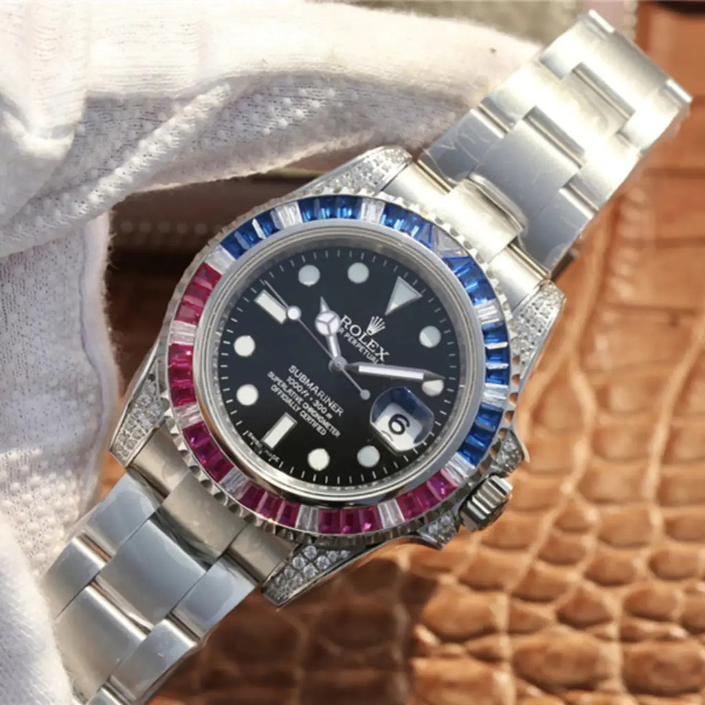 Rolex Submariner Silver Blue/Red Diamond, 40mm