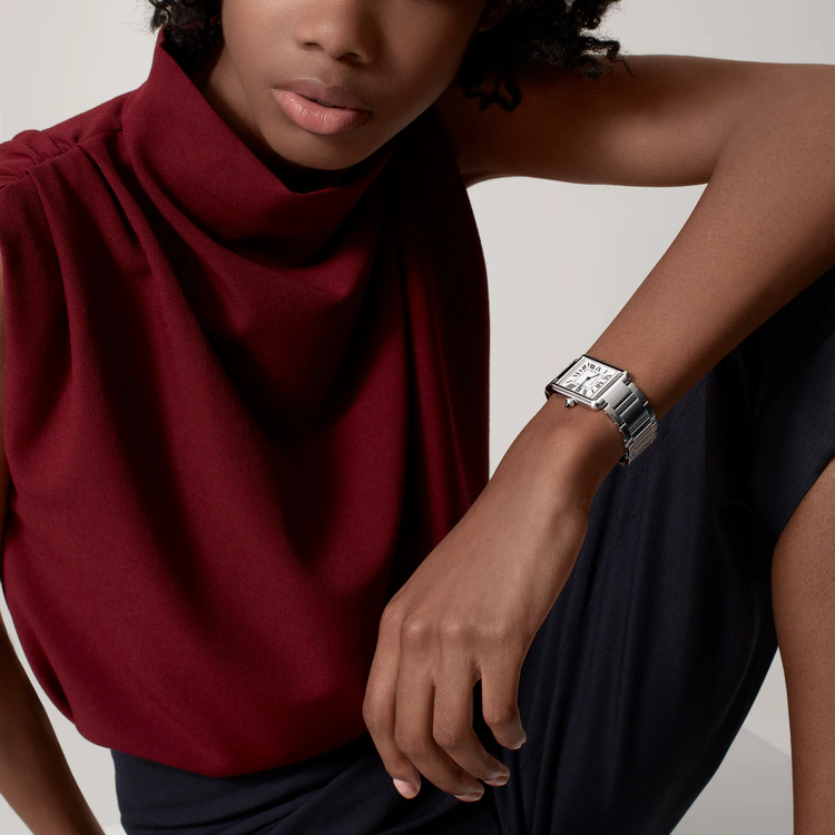 Unworn Cartier Tank Must de Cartier, Large Stainless Steel, 33.7mm x 25.5mm, Ref# WSTA0106, box and papers