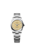 Unworn 2025, Rolex Oyster Perpetual, Oystersteel, 34mm, Beige dial, Domed Oyster, Ref# 124200-0007, box and papers