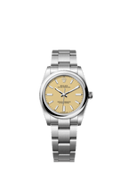 Unworn 2025, Rolex Oyster Perpetual, Oystersteel, 34mm, Beige dial, Domed Oyster, Ref# 124200-0007, box and papers