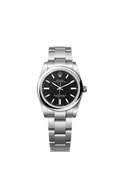 Unworn 2025, Rolex Oyster Perpetual, Oystersteel, 34mm, Black dial, Domed Oyster, Ref# 124200-0010, box and papers