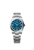 Unworn 2025, Rolex Oyster Perpetual, Oystersteel 36mm, Blue dial, Domed Oyster, Ref# 126000-0015, box and papers