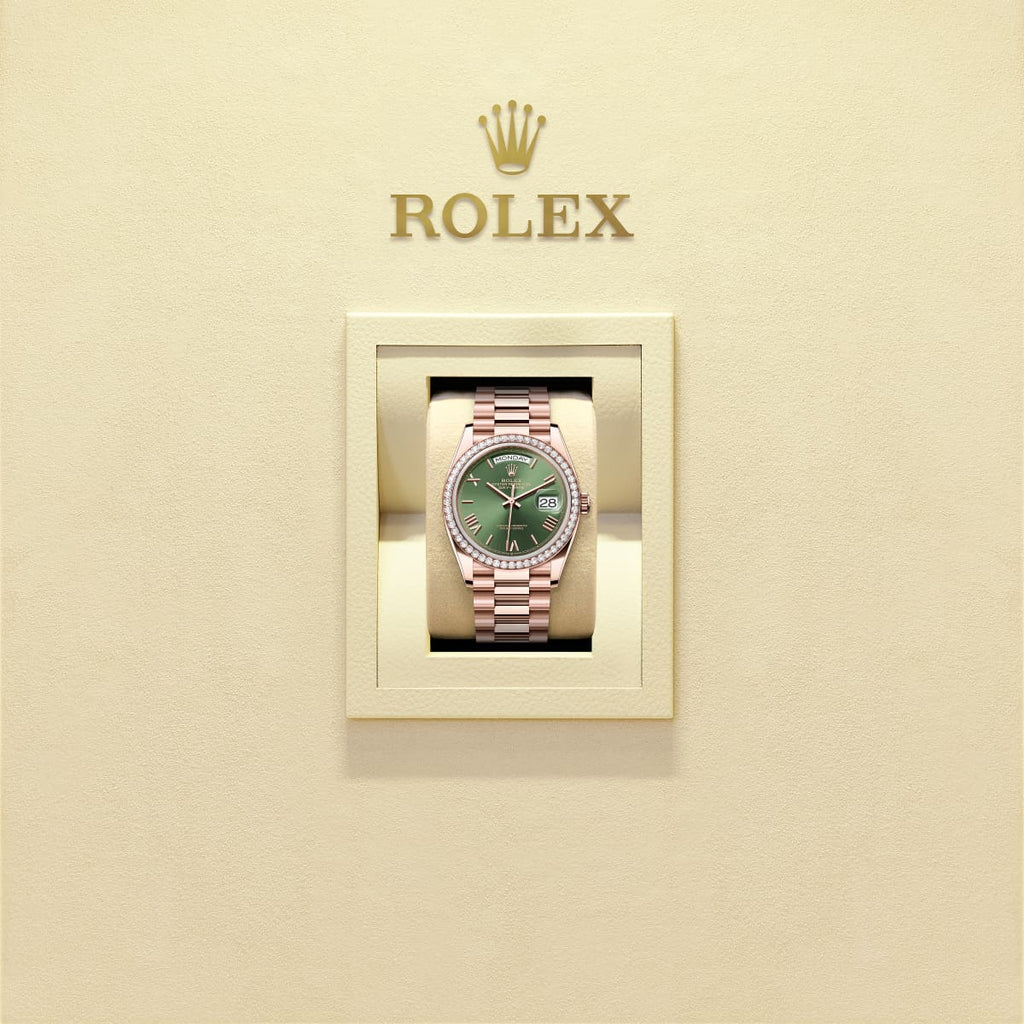 Unworn 2025, Rolex Day-Date 36, 18k Everose Gold and Diamond-set, 36mm, Ref# 128345rbr-0085, box and papers