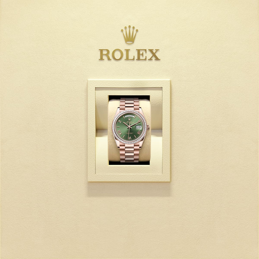 Unworn 2025, Rolex Day-Date 36, 18k Everose Gold and Diamond-set, 36mm, Ref# 128395tbr-0033, box and papers