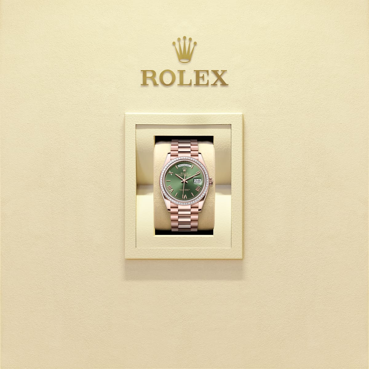 Unworn 2025, Rolex Day-Date 36, 18k Everose Gold and Diamond-set, 36mm, Ref# 128395tbr-0033, box and papers
