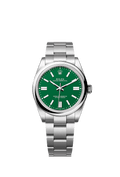 Unworn 2025, Rolex Oyster Perpetual, Oystersteel 41mm, Green dial, Domed Oyster, Ref# 134300-0004, box and papers