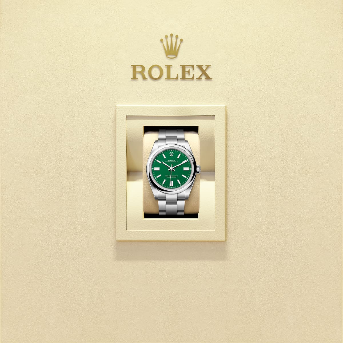 Unworn 2025, Rolex Oyster Perpetual, Oystersteel 41mm, Green dial, Domed Oyster, Ref# 134300-0004, box and papers